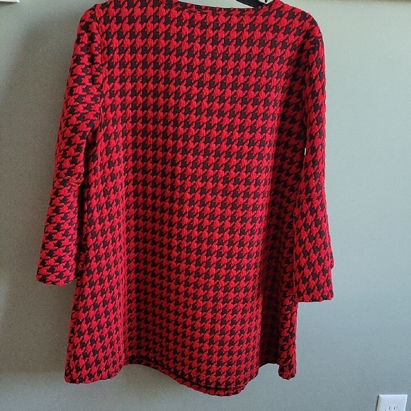 Ali Miles Red and Black Houndstooth Tunic Medium - Picture 3 of 7